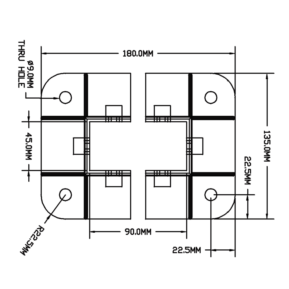 33-45453S-0 MODULAR SOLUTIONS MOUNTING FOOT 2 SIDED FOR 45 X 45 PARTICALLY ENCLOSED